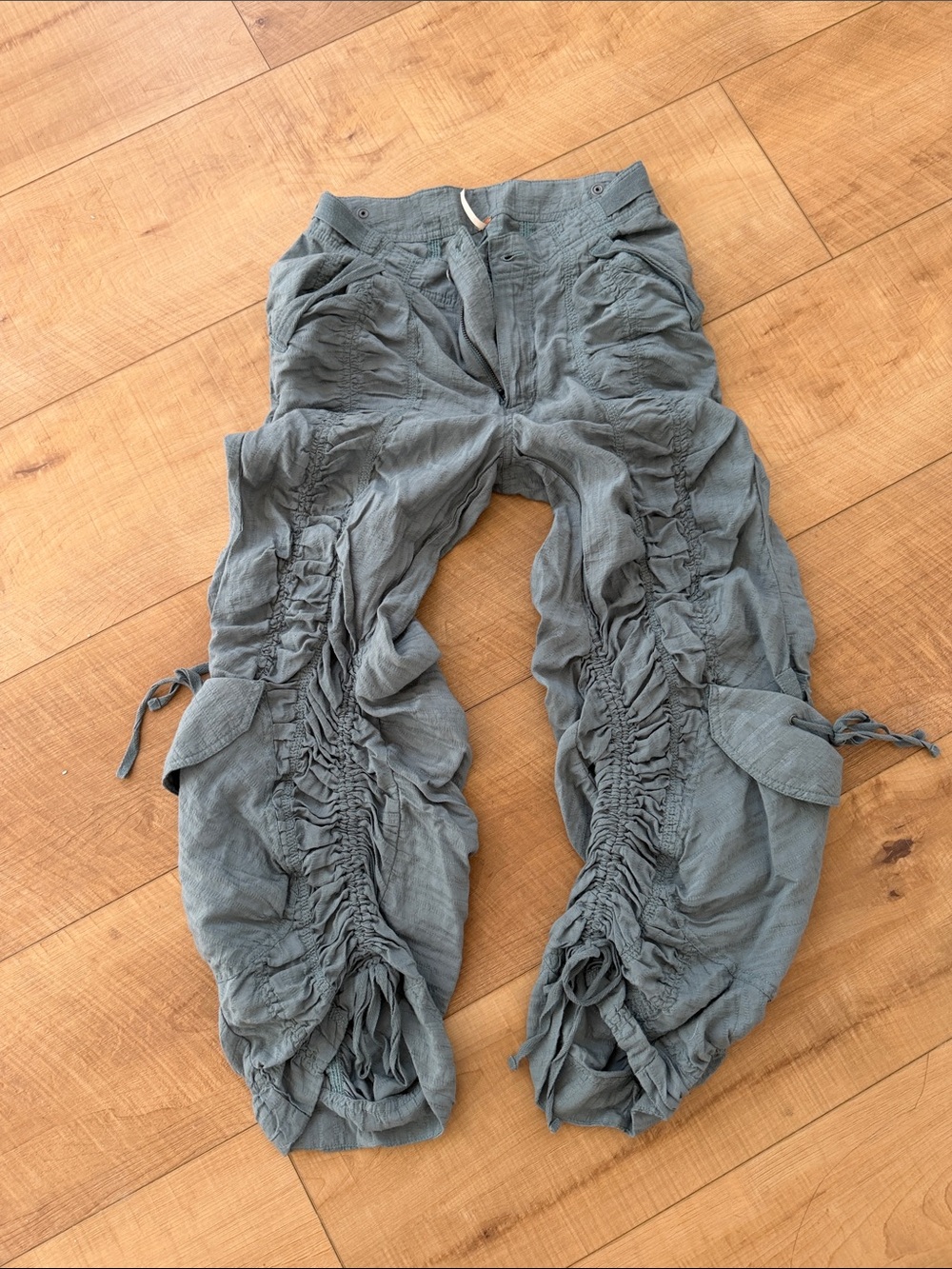 Free People Slate Gray Ruching Cargo Joggers